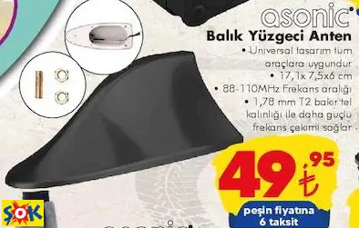 ASONİC BALIK YÜZGECİ ANTEN ASONİC BALIK YÜZGECİ ANTEN